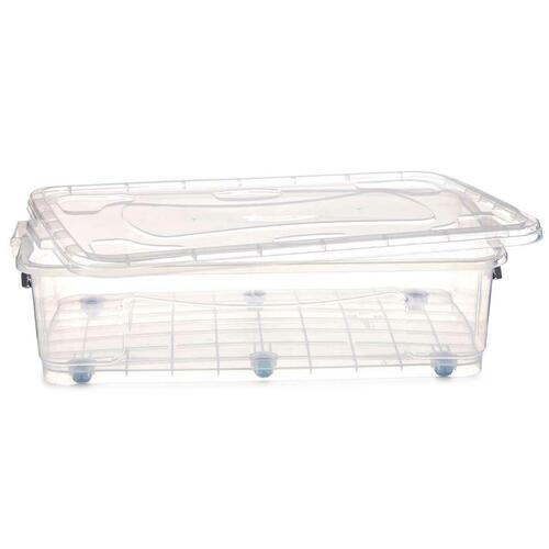 Opbevaringsboks med hjul Gennemsigtig Plastik 40 L 46,5 x 20 x 72,2 cm (6 enheder)