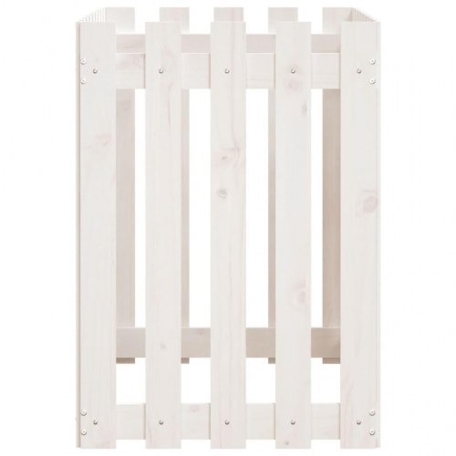 Højbed med stakitdesign 100×50×70 cm - massivt fyrretræ, hvid