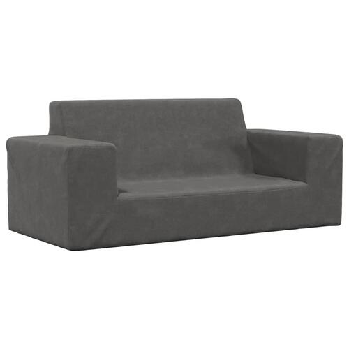 2-personers sofa til børn blødt plys antracitgrå