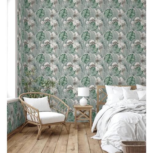 DUTCH WALLCOVERINGS tapet Eden grå og lysegrøn