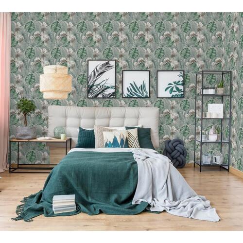 DUTCH WALLCOVERINGS tapet Eden grå og lysegrøn