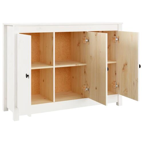Skænk 110x35x74 cm massivt fyrretræ hvid