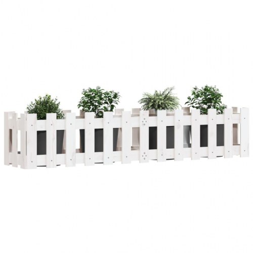Højbed med stakitdesign 150×30×30 cm - massivt fyrretræ, hvid