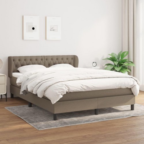Kontinentalseng med madras 140×190 cm - stof, gråbrun