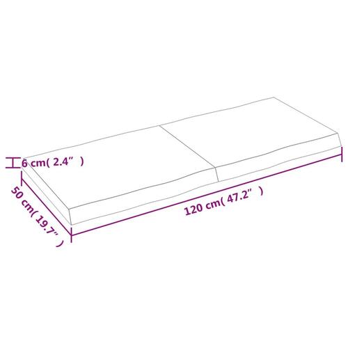 Bordplade 120x50x(2-6)cm naturlig kant ubehandlet massivt træ
