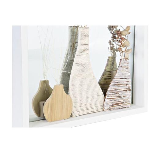 Vægspejl Krystal Natur Hvid 30 x 4 x 40 cm Træ MDF Cottage (2 enheder)