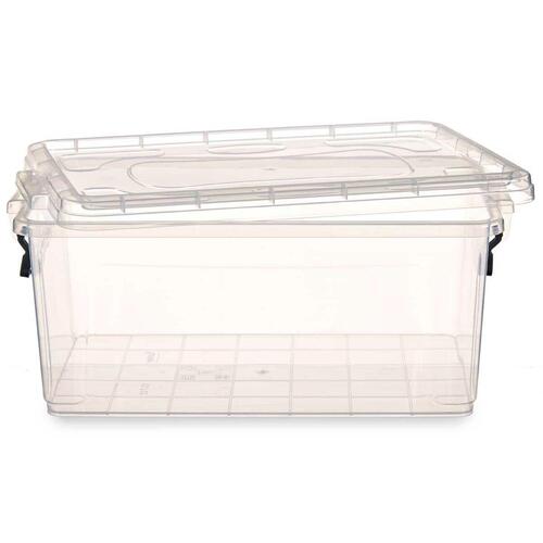 Opbevaringsboks med låg Gennemsigtig Plastik 13,7 L 27,5 x 18 x 42,5 cm (12 enheder)