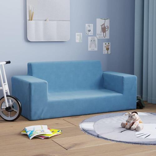 2-personers sofa til børn blødt plys blå