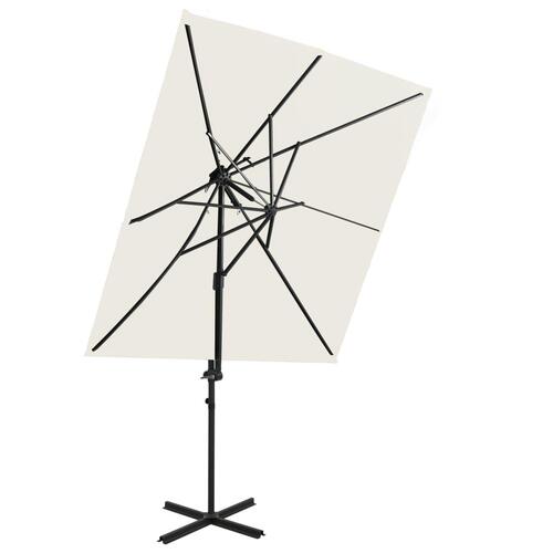 Hængeparasol med dobbelt top 250x250 cm sandfarvet
