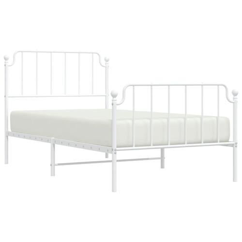 Sengeramme med sengegavl og fodgærde 100x190 cm metal hvid