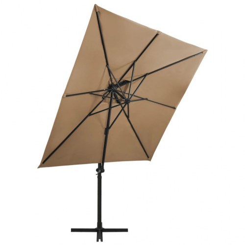 Hængeparasol med dobbelt top 250x250 cm gråbrun