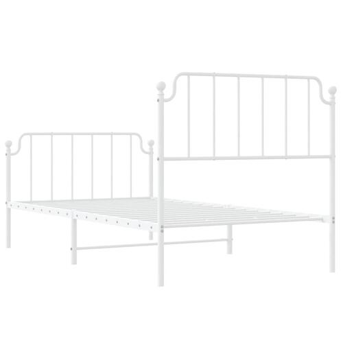 Sengeramme med sengegavl og fodgærde 100x190 cm metal hvid