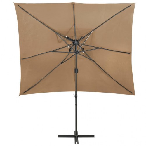 Hængeparasol med dobbelt top 250x250 cm gråbrun
