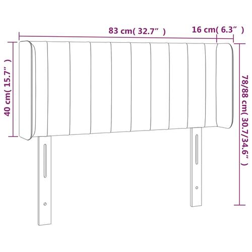 Sengegavl med kanter 83x16x78/128 cm stof gråbrun