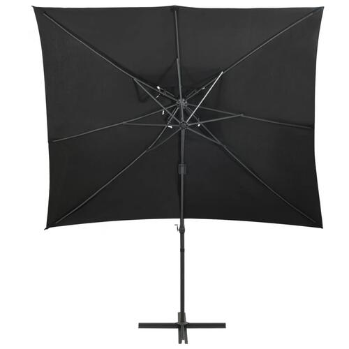Hængeparasol med dobbelt top 250x250 cm sort