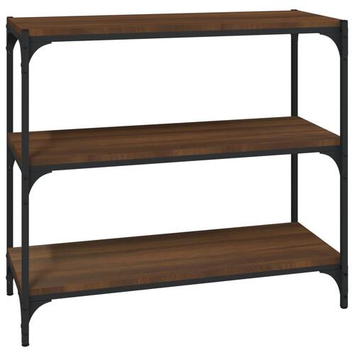 Bogreol 80x33x70,5 cm konstrueret træ og stål brunt egetræ