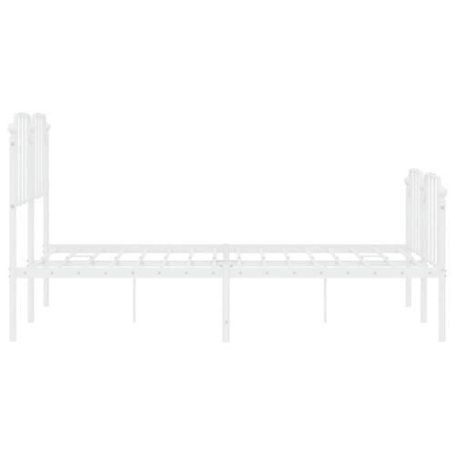 Sengeramme med sengegavl og fodgærde 140x200 cm metal hvid