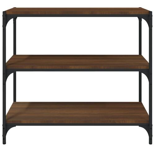 Bogreol 80x33x70,5 cm konstrueret træ og stål brunt egetræ