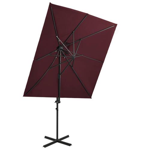 Hængeparasol med dobbelt top 250x250 cm bordeauxrød