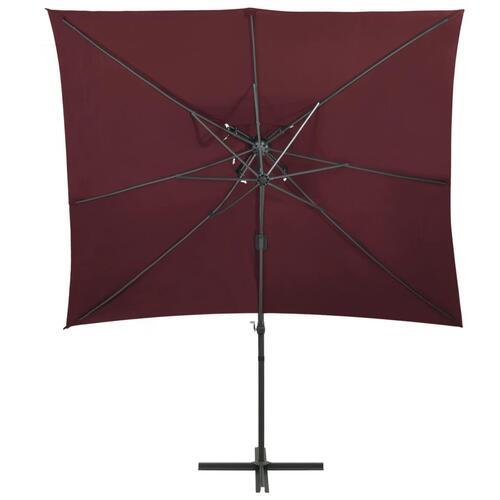 Hængeparasol med dobbelt top 250x250 cm bordeauxrød