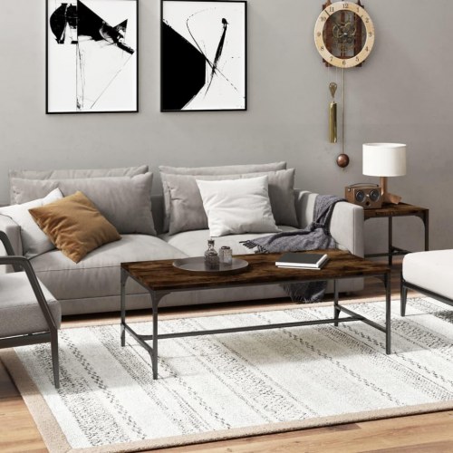 Sofabord i konstrueret træ - 80×50×35 cm, røget egetræsfarve