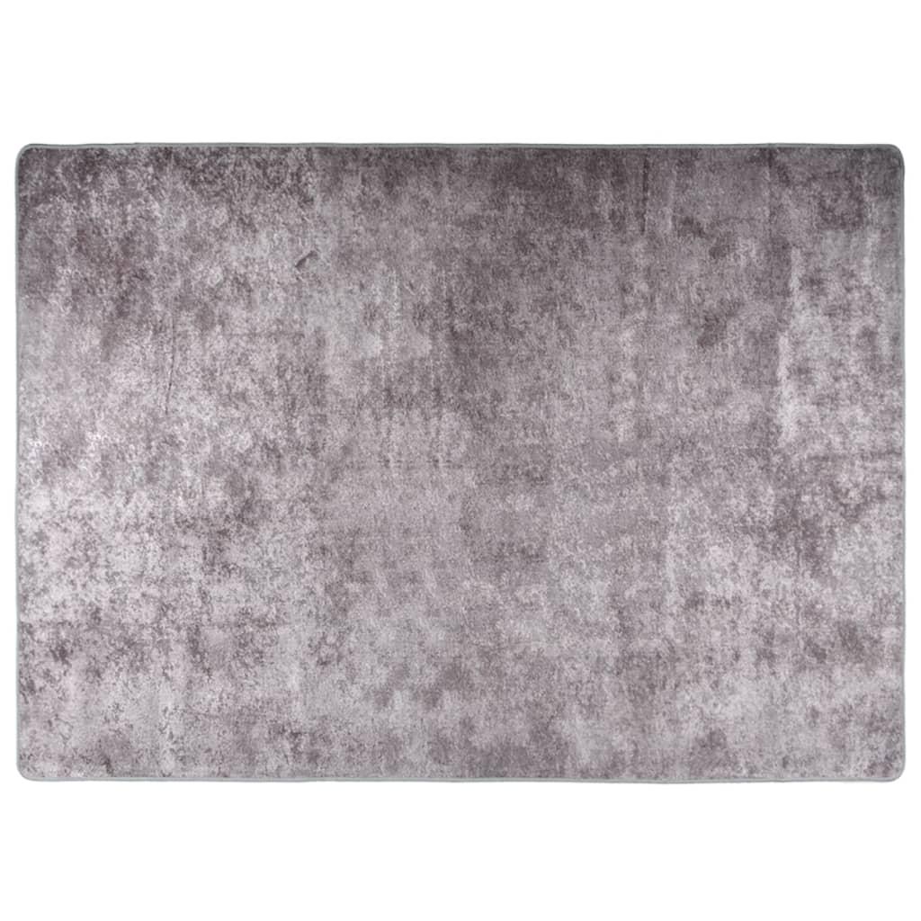 Gulvtæppe 150x230 cm vaskbart og skridsikkert grå