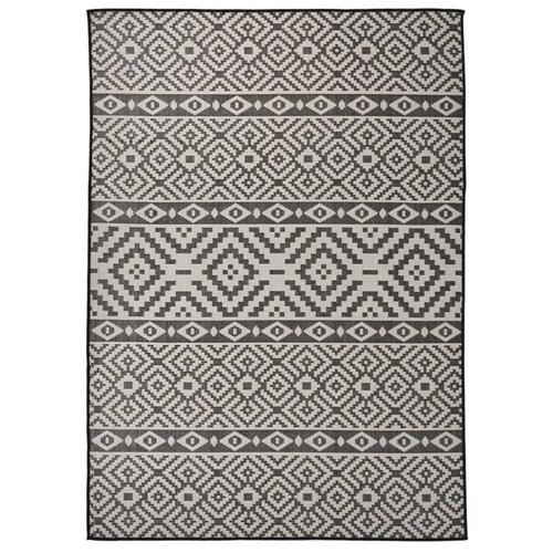 Fladvævet udendørstæppe 120x170 cm stribet sort