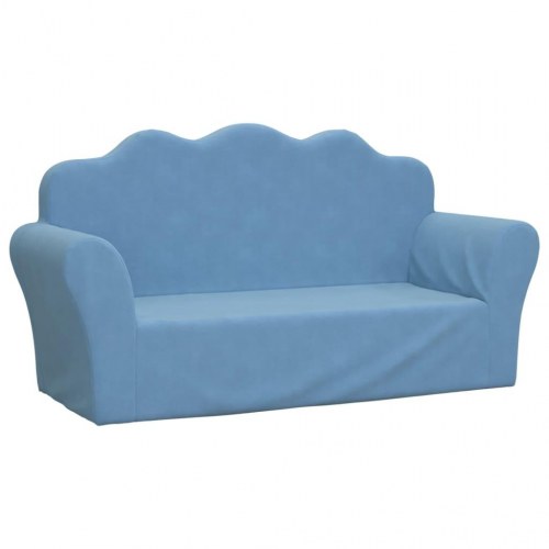 2-personers sofa til børn blødt plys blå