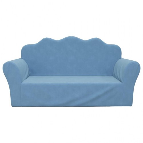 2-personers sofa til børn blødt plys blå