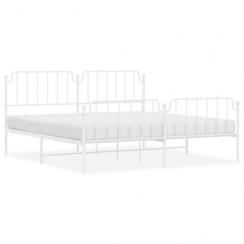 Sengeramme med sengegavl og fodgærde 193×203 cm - metal, hvid