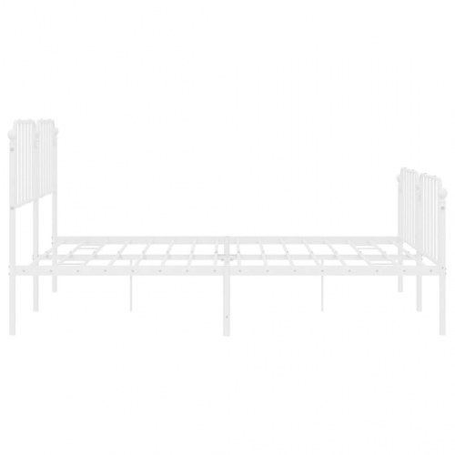 Sengeramme med sengegavl og fodgærde 193×203 cm - metal, hvid