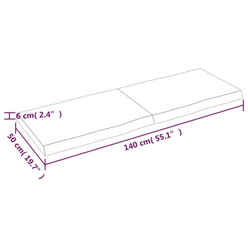 Bordplade 140x50x(2-6)cm naturlig kant ubehandlet massivt træ