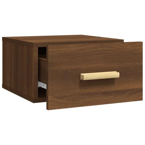 Væghængte sengeborde 2 stk. 35x35x20 cm brun egetræsfarve