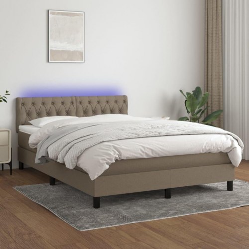 Kontinentalseng med LED-lys 140 x 190 cm - stof, gråbrun