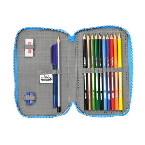 Dobbelt penalhus PJ Masks Blå 12.5 x 19.5 x 4 cm (28 Dele)