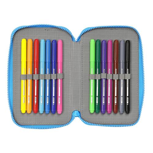 Dobbelt penalhus PJ Masks Blå 12.5 x 19.5 x 4 cm (28 Dele)
