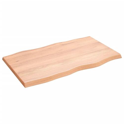 Bordplade 100x60x(2-4) cm naturlig kant behandlet træ lysebrun
