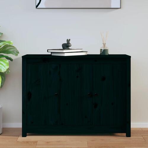 Skænk 100x35x74 cm massivt fyrretræ sort