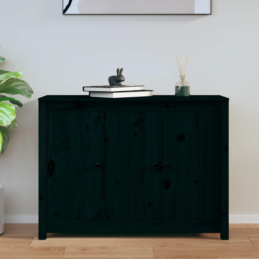 Skænk 100x35x74 cm massivt fyrretræ sort