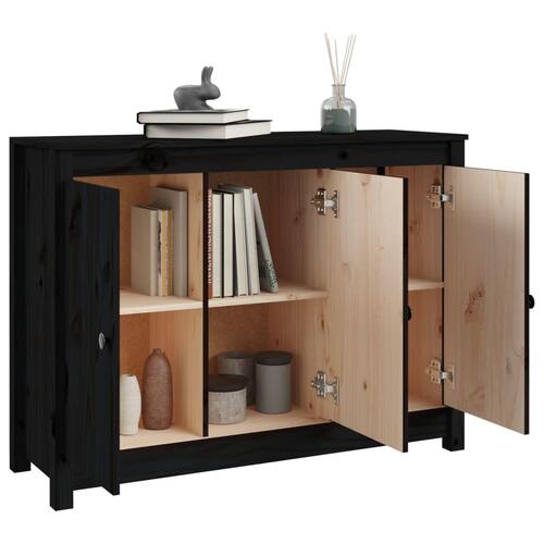 Skænk 100x35x74 cm massivt fyrretræ sort