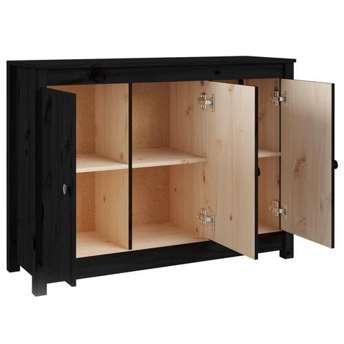 Skænk 100x35x74 cm massivt fyrretræ sort