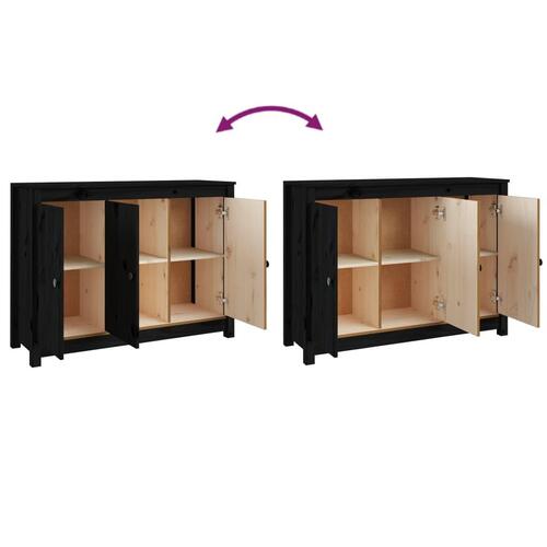 Skænk 100x35x74 cm massivt fyrretræ sort