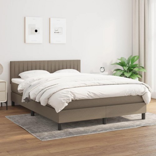 Kontinentalseng med madras 140x190 cm - stof gråbrun