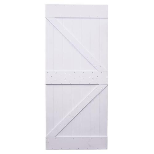 Skydedør med monteringssæt 80x210 cm massivt fyrretræ hvid
