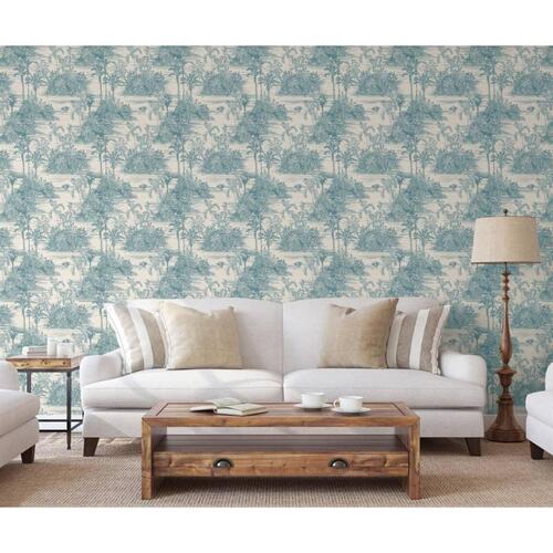 DUTCH WALLCOVERINGS tapet Tropical beige og lyseblå