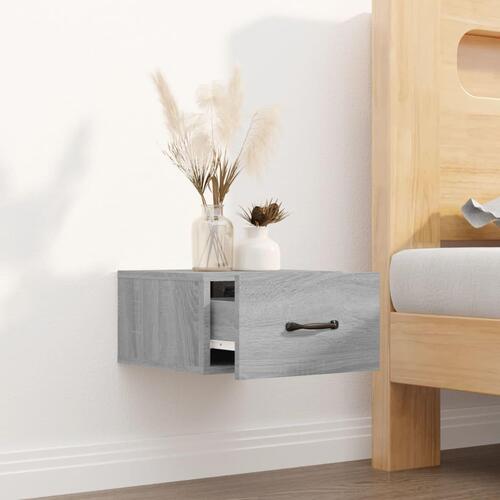Væghængt sengebord 35x35x20 cm grå sonoma-eg