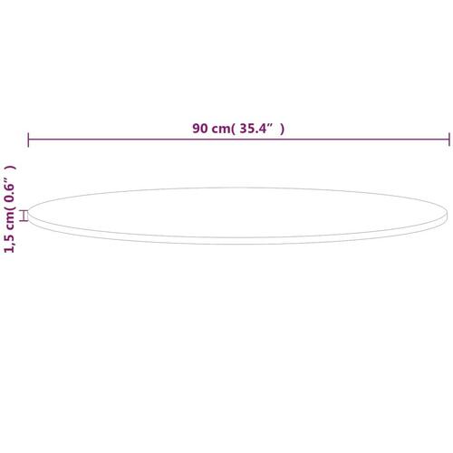 Rund bordplade Ø90x1,5 cm ubehandlet massivt egetræ