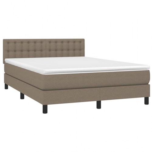 Kontinentalseng med LED-lys 140×190 cm - stof, gråbrun