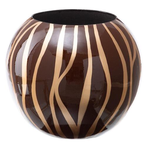 Vase 27 x 27 x 23 cm Zebra Keramik Gylden Brun