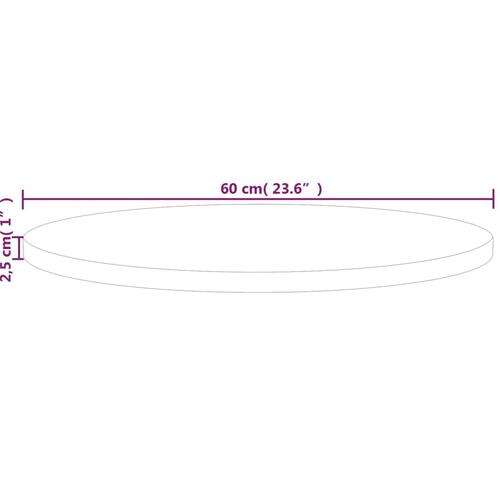 Rund bordplade Ø60x2,5 cm ubehandlet massivt egetræ